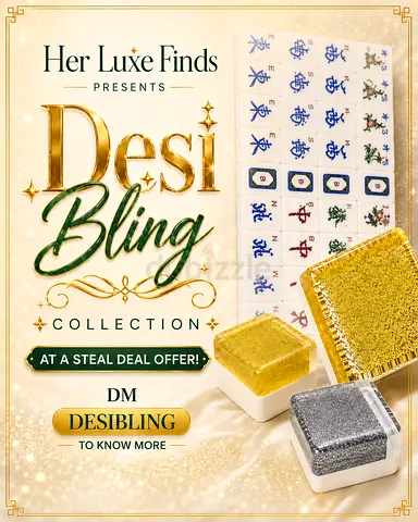 Gorgeous Gold Mahjong Set – Desi Bling Edition Colors – 37mm Brand New