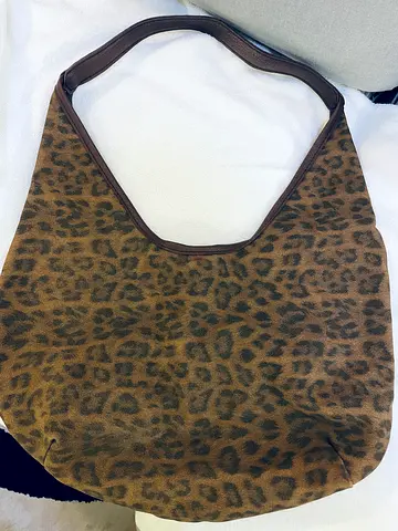 Leopard Print Shoulder Bag — Soft Suede Hobo Style beach bag