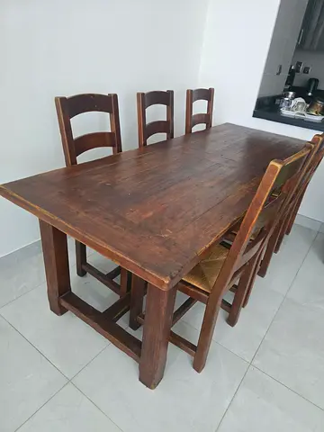 Wooden dining table with 6 chairs for sale