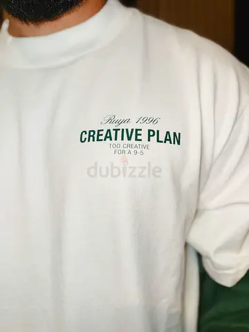 White Creative Plan Printed T‑Shirt, Mens Casual Tee