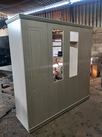 melamine mdf 4-door wardrobe with mirror