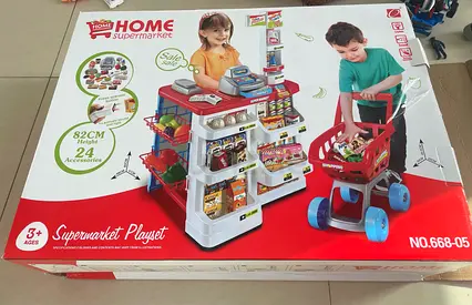 Kids Supermarket Playset with Trolley and 24 Accessories (Without Box)