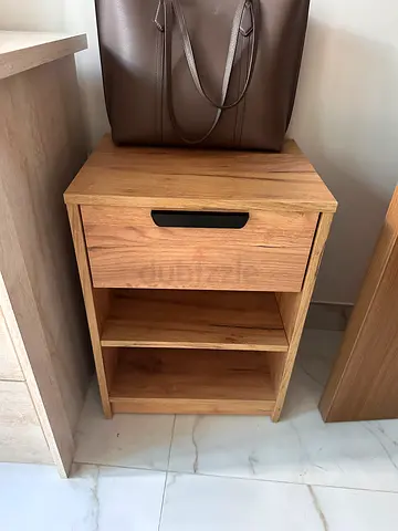 Solid wood bedside table / nightstand with drawer and shelves. Height 57cm Width 32cm length 41cm