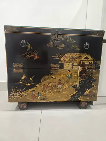 Vintage Korean Mother-of-Pearl Style Storage Chest / Cabinet