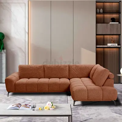 Terracotta sectional L shaped sofa