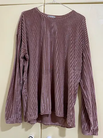 Ashy rose color velvet material texture blouse shirt long sleeve 18 UK size