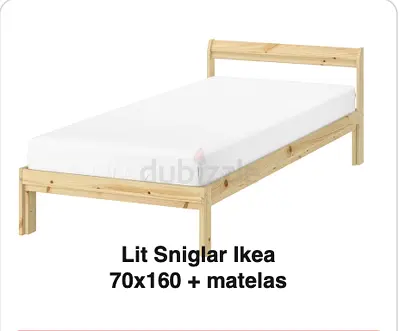 IKEA Sniglar Single Pine Bed Frame 70x160 with Mattress