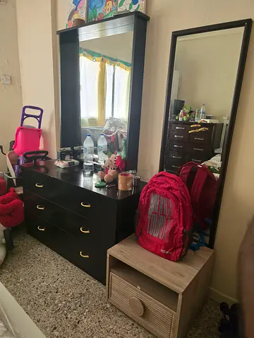 Wooden Dresser with Large Mirror and 6 Drawers - Good Condition