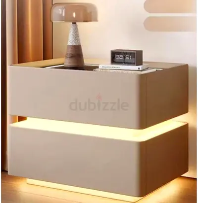 Modern LED Nightstand with Two Drawers