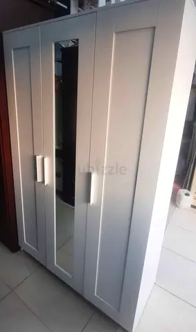 ikea White 3-Door Wardrobe with Mirror - Very Good Condition