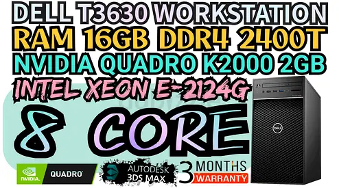 DELL T3630 WORKSTATION INTEL XEON E-2124G NVIDIA QUADRO P620 2GB DDR5 RAM 16GB DDR4
