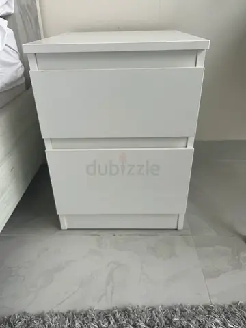 White 3-Drawer Bedside Cabinet / Nightstand - Good Condition 100Aed for 2 bed side tables