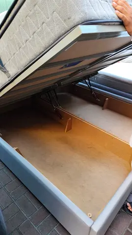 Second Hand King Size Hydraulic Storage Bed With Memory Foam Mattress Available For Sale