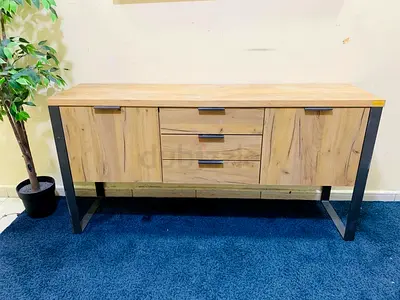 Wooden Sideboard Cabinet with Drawers and Metal Frame