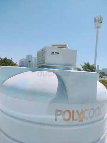 PolyCool rooftop water tank with external chiller unit