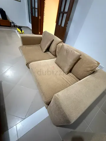 Beige 2-Seater Fabric Sofa in Good Condition