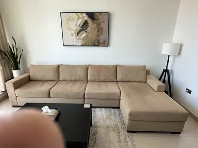 Comfortable 4-Seater L-Shaped Sectional Sofa in Beige