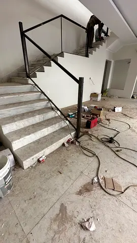 Luxury Staircase Tiling Services – Marble Effect Porcelain Step  Riser Installation