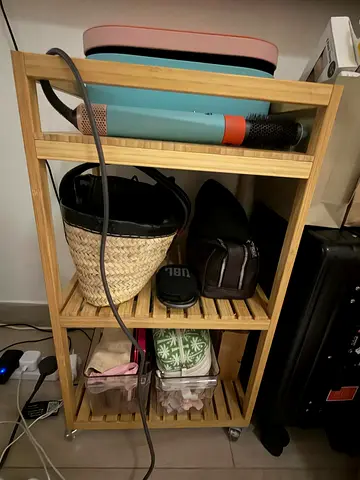 Bamboo 3-Tier Rolling Storage Shelf / Bathroom Trolley