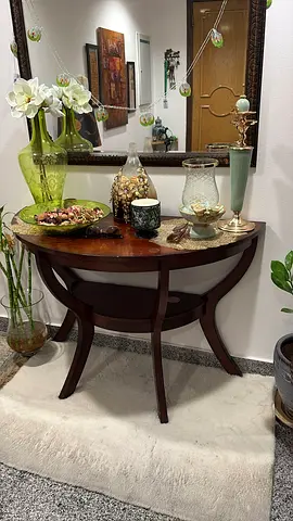 Half-moon Console Hall Table in Dark Wood