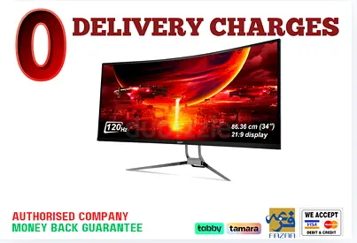 Acer 34 inch Curved Backlight LED Monitor - 120Hz- 1 Year Warranty