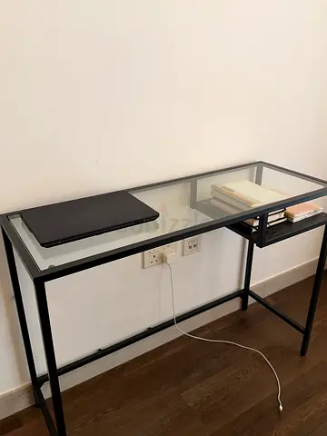 Black metal and glass room desk — good condition