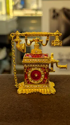Ornate Gold-Colored Decorative Vintage-Style Telephone Collectible trinket box