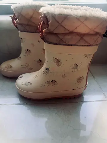 Next Childrens Cream Waterproof Boots with Fleece Lining - size 7