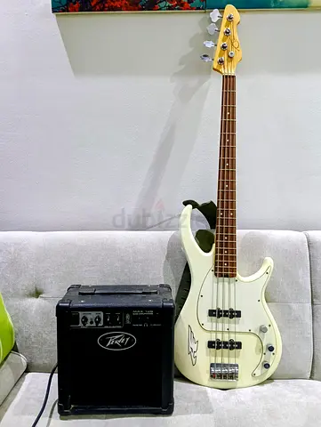 4 String Bass Guitar + Case + Amp