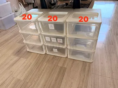 Set of 3 white cabinet with drawers for sale in Dubai Meydan