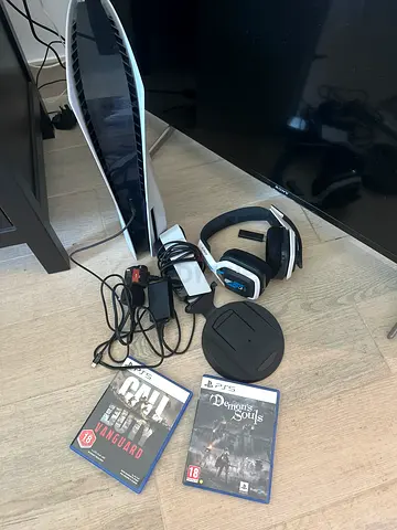 PlayStation 5 Console with2 Controller, Headset, Charging Stand and 2 Games (Good Condition)