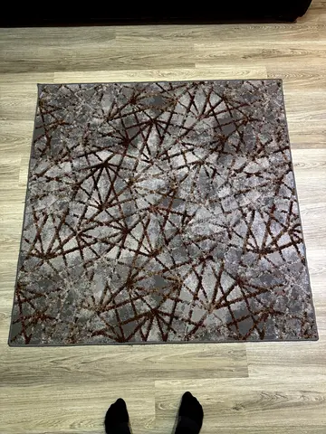 Grey and Brown Abstract Square Rug - Good Condition