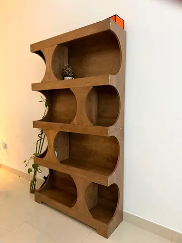 Solid Wood Curved Shelving Unit / Bookcase - Midcentury Style