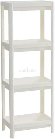 4-Tier White Plastic Storage Rack