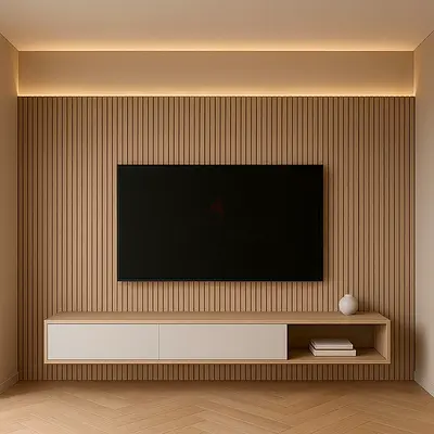 Wall-mounted TV Entertainment Unit with Floating Console