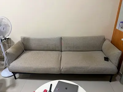 Light grey 3-seater fabric sofa — good condition
