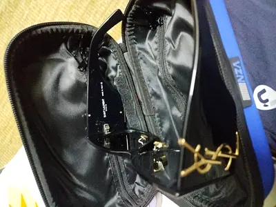 YSL (Saint Laurent) black designer sunglasses with case
