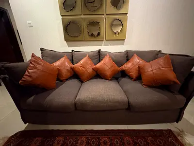 Brown Sofa + 6 authentic leather cushions from The One