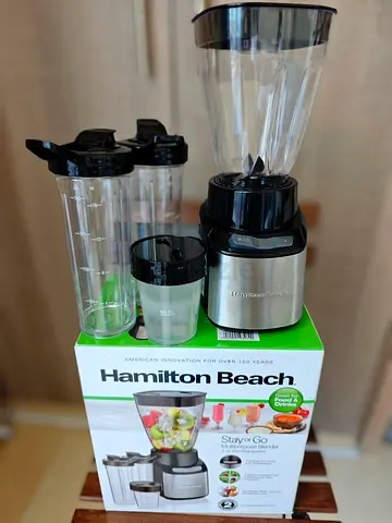 Hamilton Beach Stay Or Go Blender, 1L Jar, 250ml Jar For Grinding, Two 500 ml Portable Cups