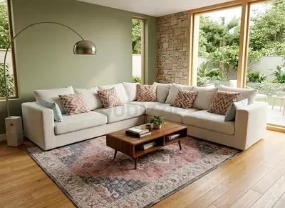 The One Corner Sofa Beige Excellent Condition like new