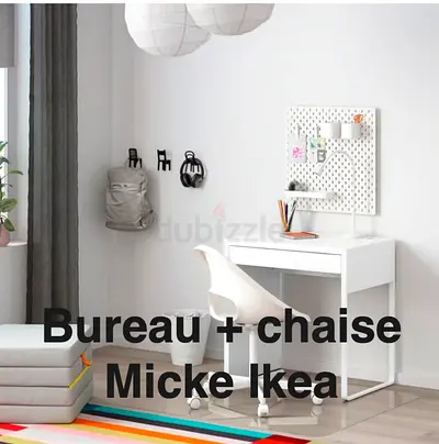 IKEA MICKE desk with white swivel chair - compact study set