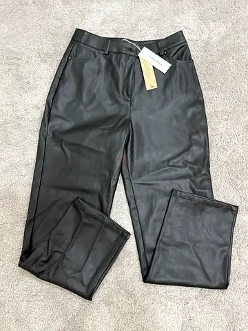 Brand new black faux leather trousers with tags - M - L uk12