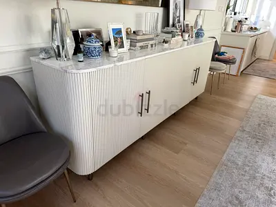 Marble Top Buffet Table w Storage