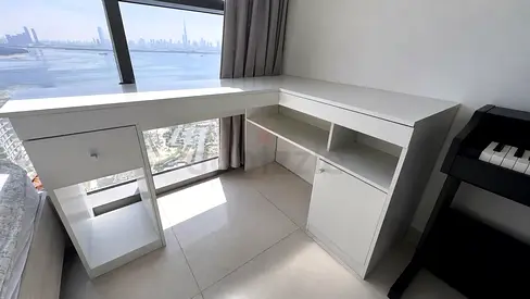 White L-shaped Corner Study Desk with Storage and Drawer