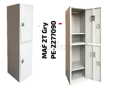 2-Tier Metal Locker / Storage Cabinet - Grey