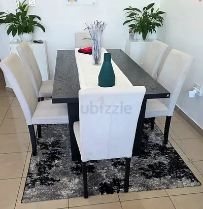 Off white Upholstered Dining Chair with Black Wooden Legs - 6 chairs (from Home Box)