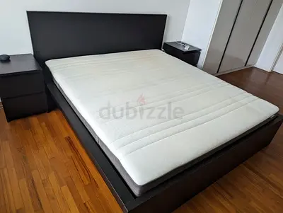 IKEA Black MALM King Storage Bed with IKEA Mattress 180 x 200 cm