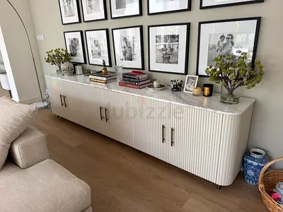 Marble Top Side Table with Storage