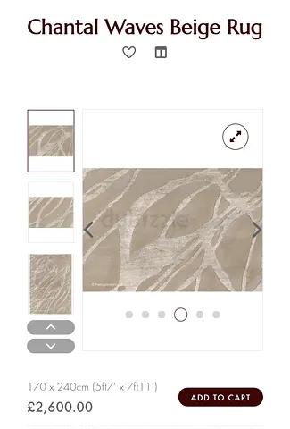 Chantal Waves Beige Rug - 260 x 350 cm (5ft7 x 7ft11)