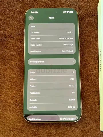 Iphone 16 Pro Max 256 GB Middle East Version